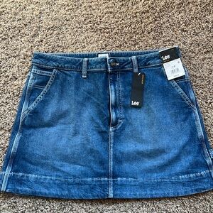 Lee Women's Heritage High Rise Denim Blue Mid Crush Jean Mini Skirt